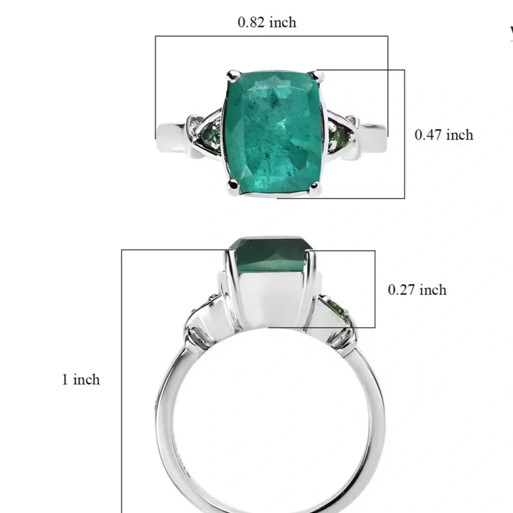 Emeraldine Quartz (Triplet) and Simulated Green Diamond Ring in Stainless Steel